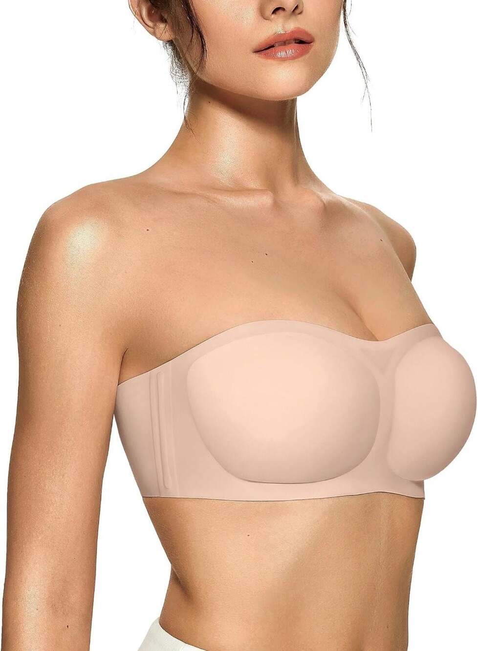 OEAK Women's Strapless Push Up Wireless Padded Bandeau Bra with Removable Straps